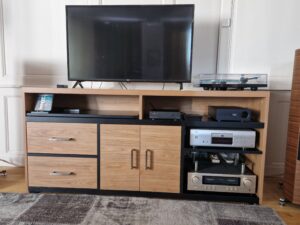 Meuble TV bois et noir